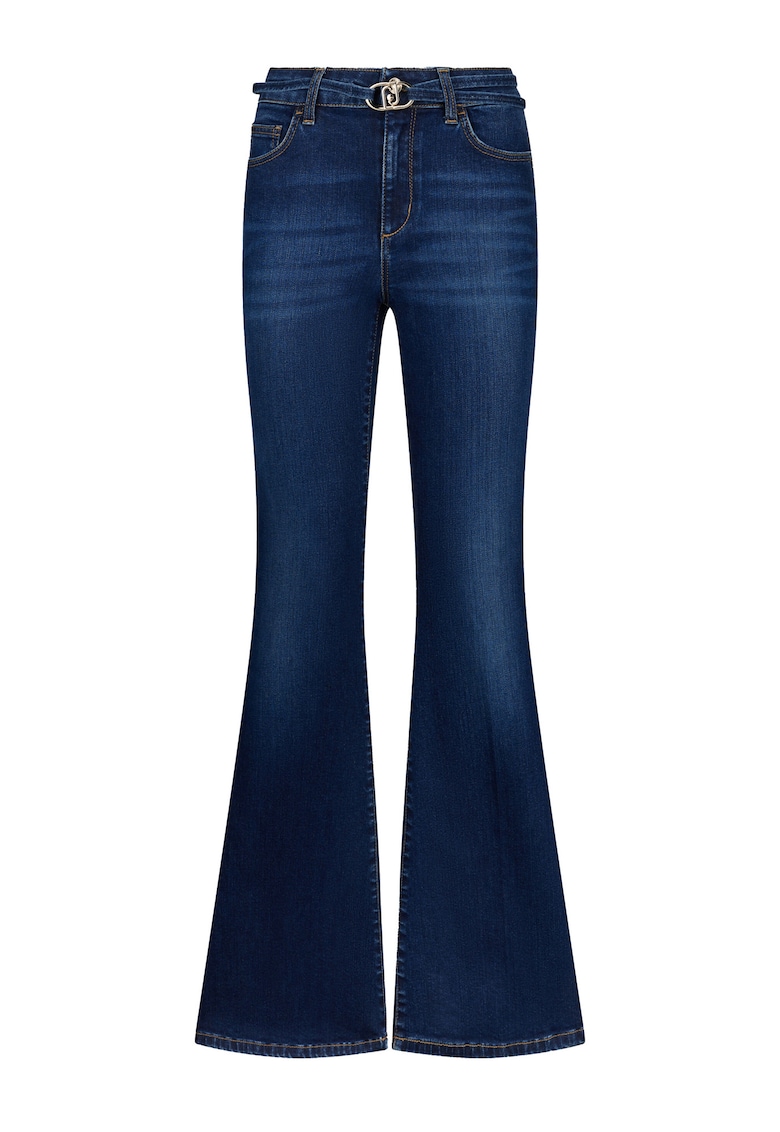 Blugi evazati cu aspect decolorat - Albastru