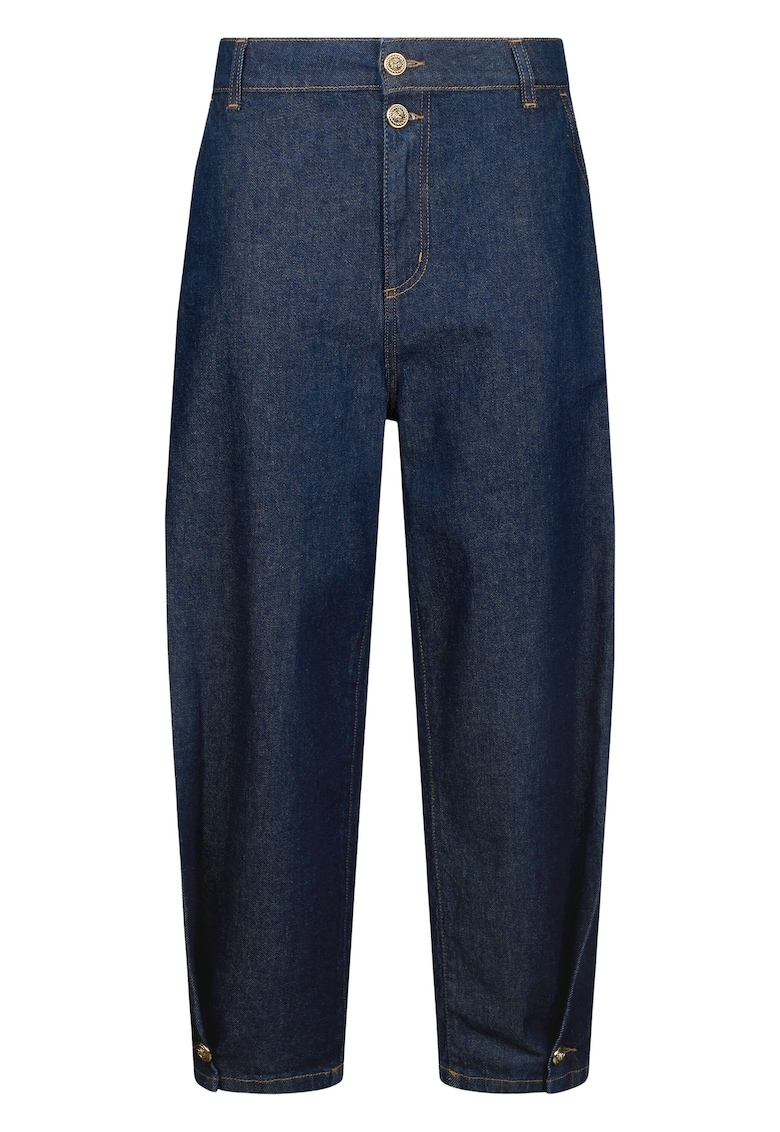 Blugi crop cu nasturi la terminatii