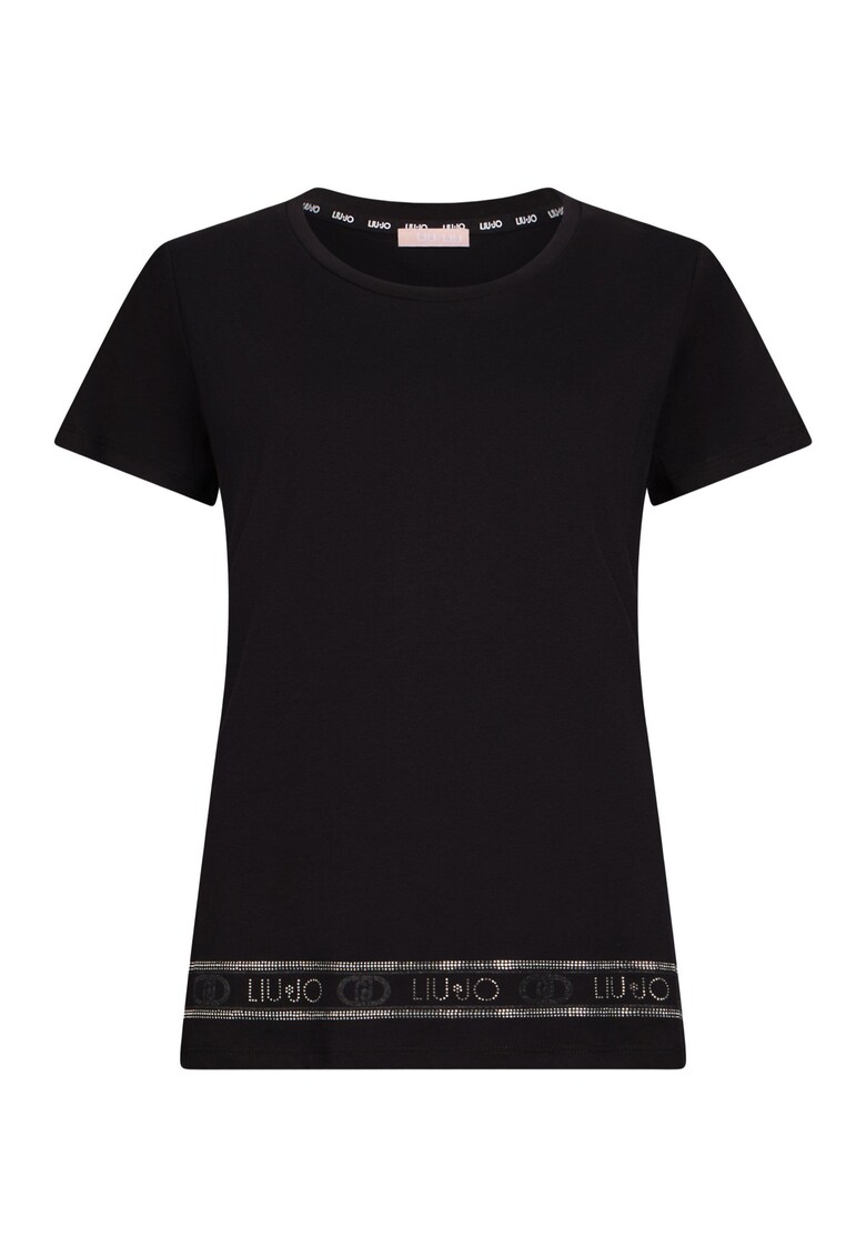 Tricou din bumbac cu paiete - Negru