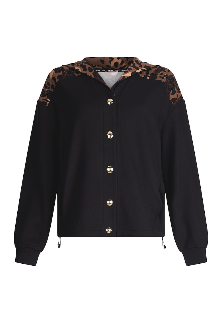 Hanorac cu nasturi si garnituri cu animal print