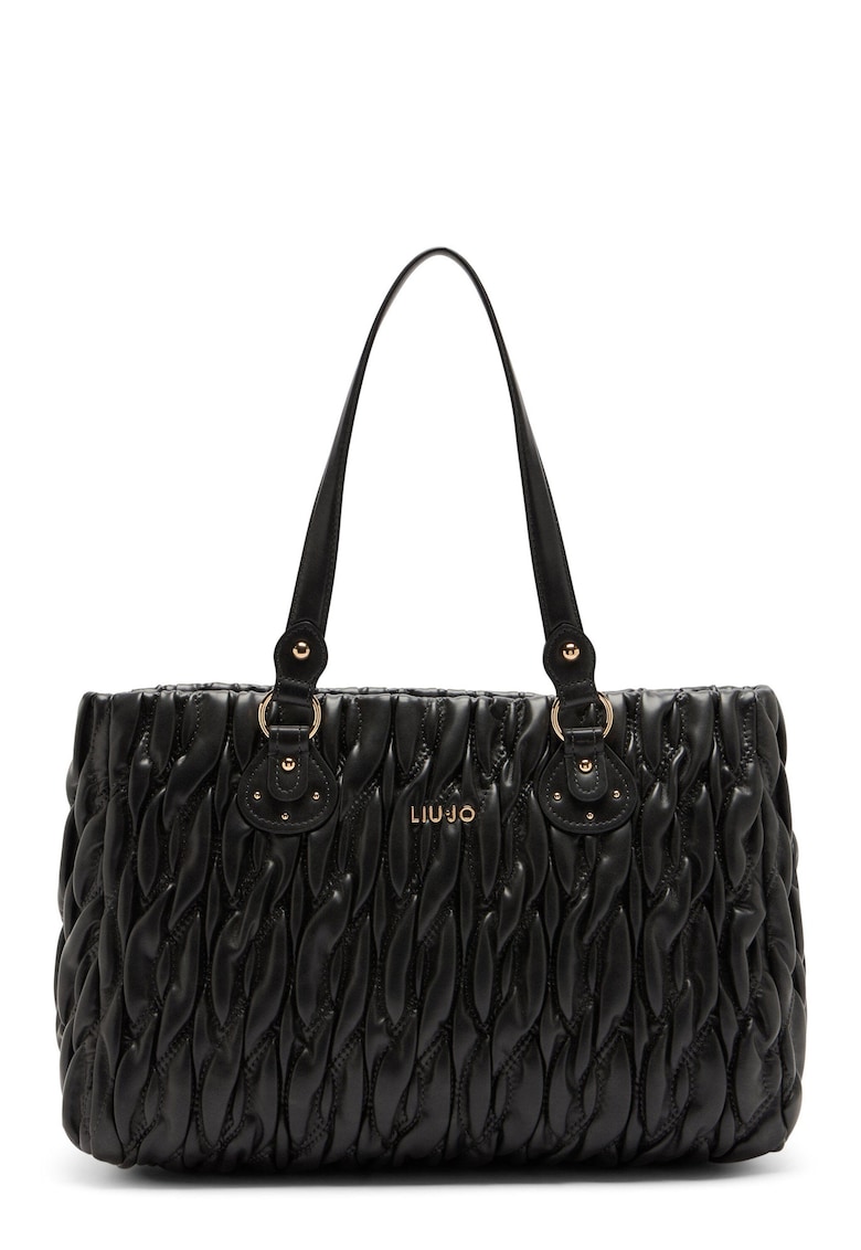 Geanta shopper de piele ecologica cu aspect impletit