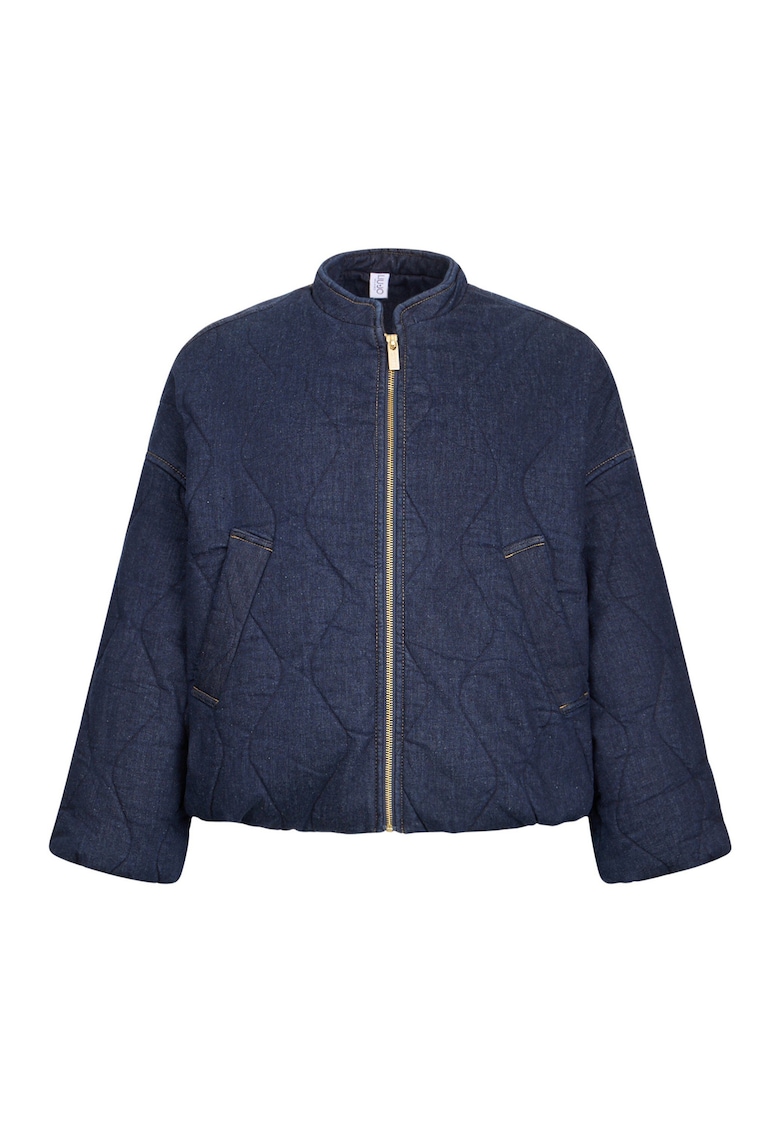 Jacheta bomber din denim cu aspect matlasat