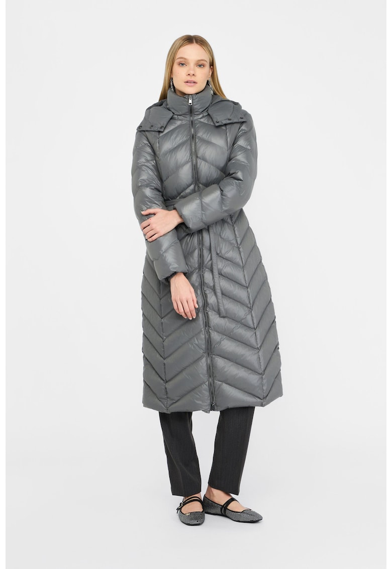 Geaca lunga cu umplutura de puf - Gri