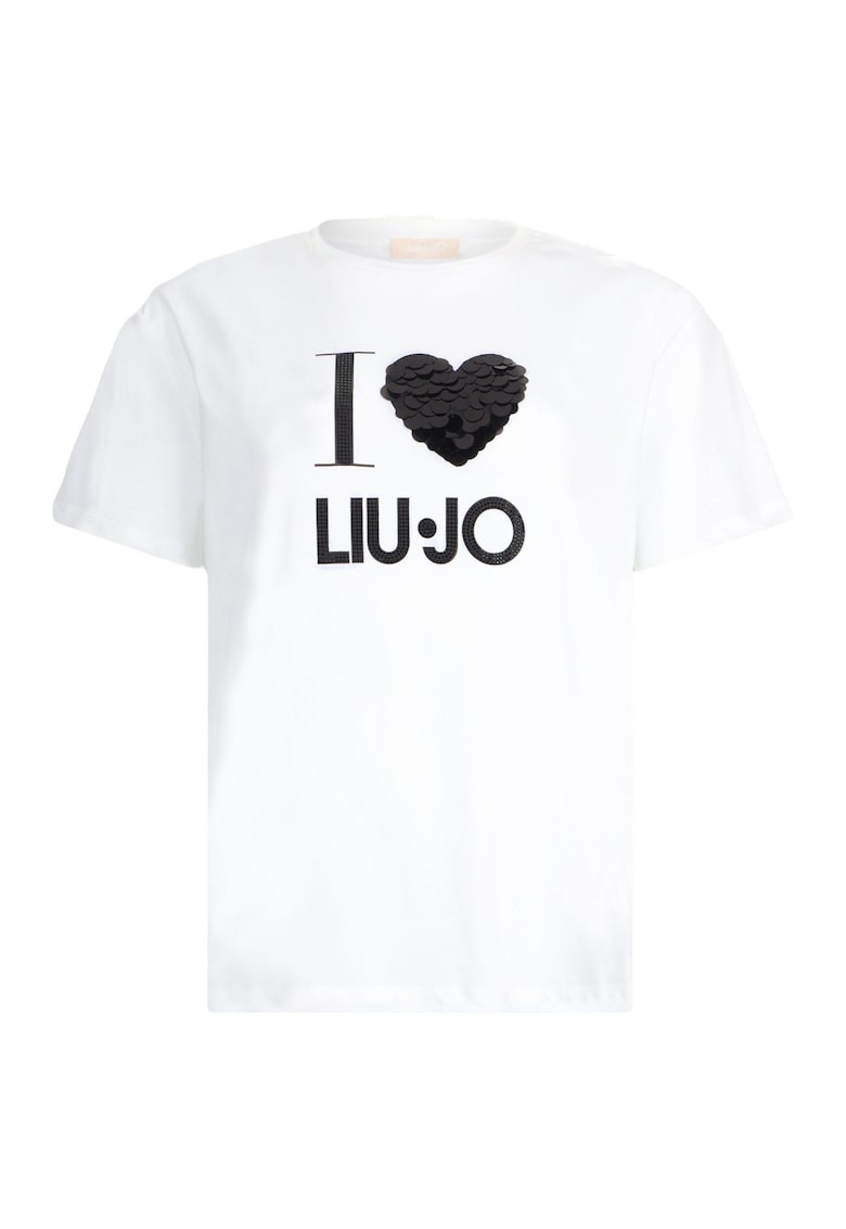 Tricou din bumbac cu decoratii - Alb murdar