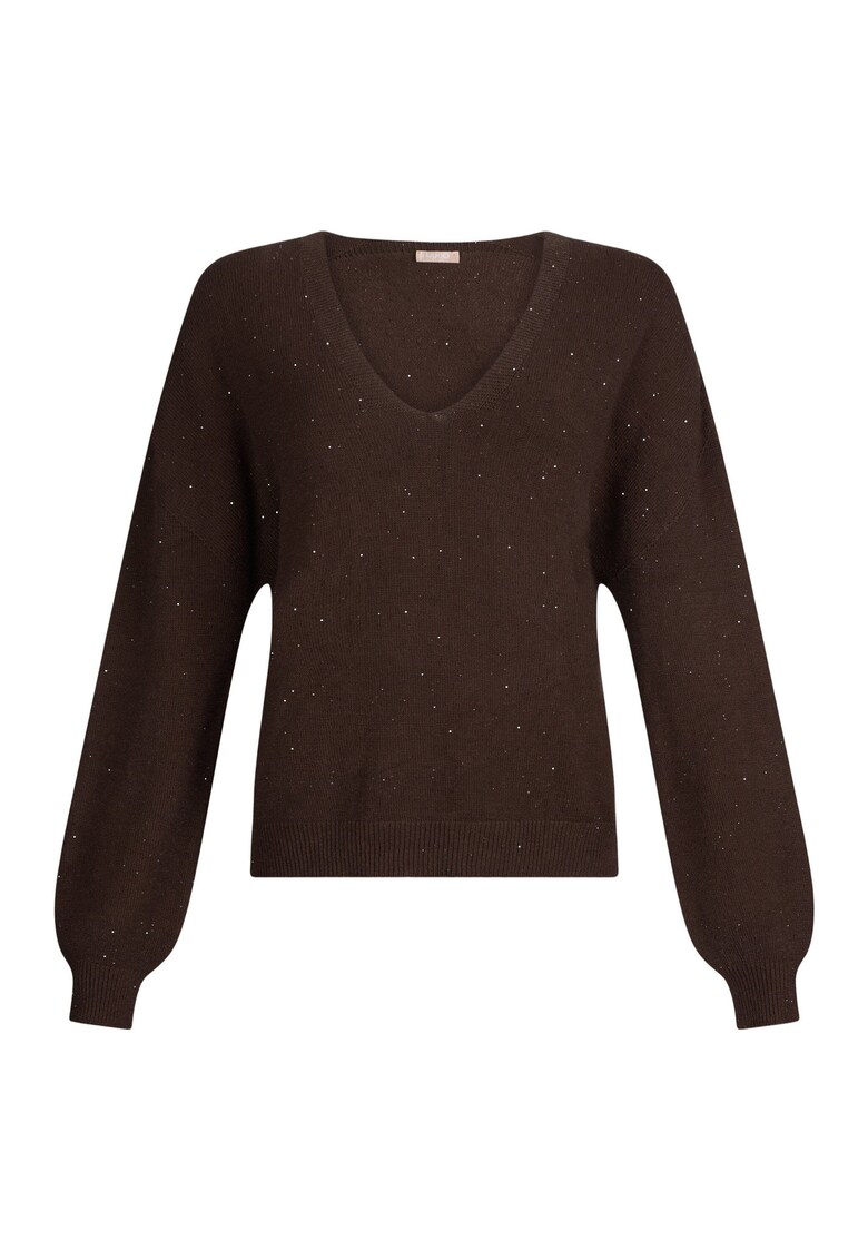 Pulover lejer cu paiete discrete - Maro inchis