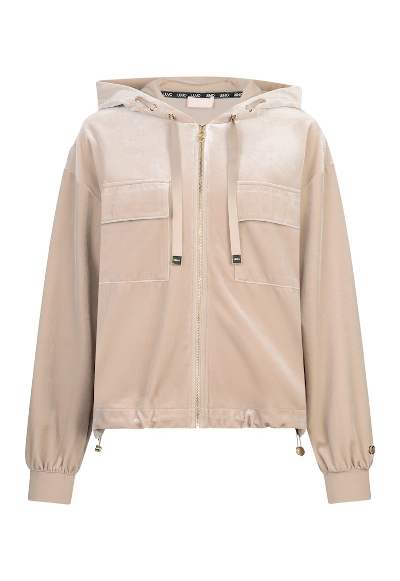 Hanorac cu fermoar si buzunare pe piept Chenille