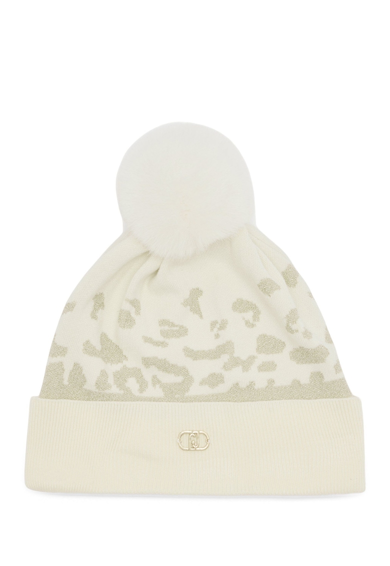 Caciula elastica cu detalii stralucitoare - Alb/Crem