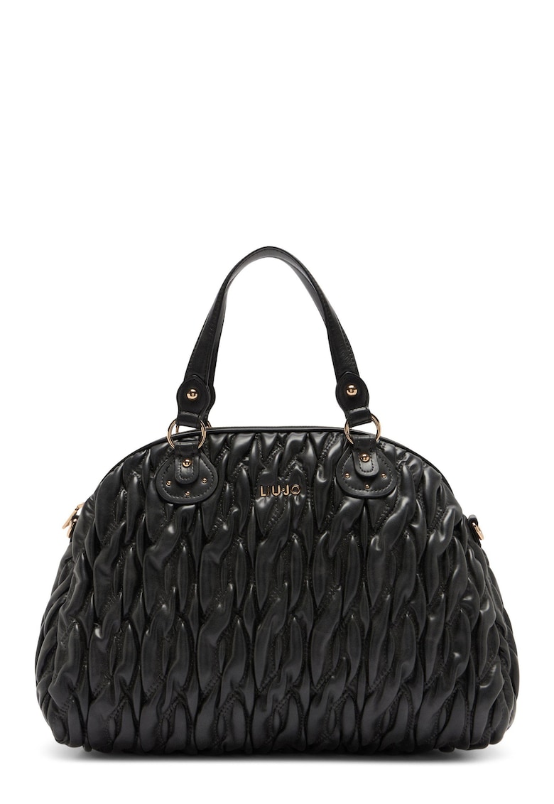 Geanta cu maner si aspect matlasat - Negru