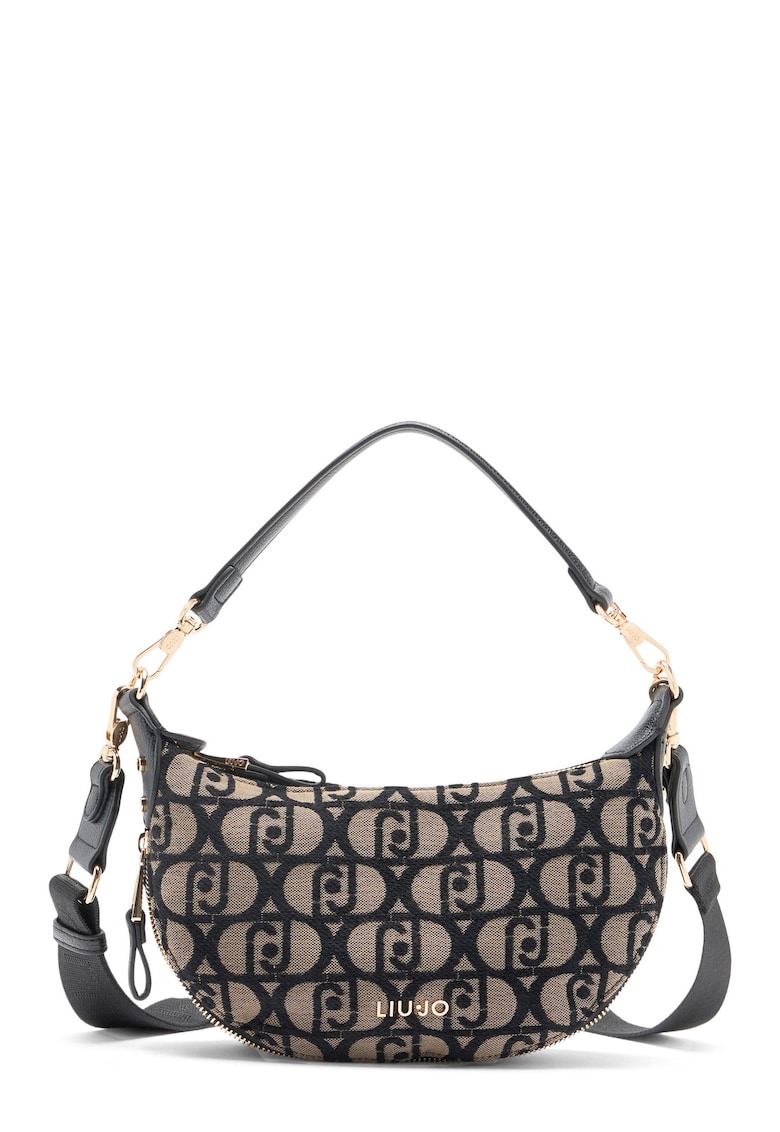 Geanta crossbody cu model logo - Negru/Bej