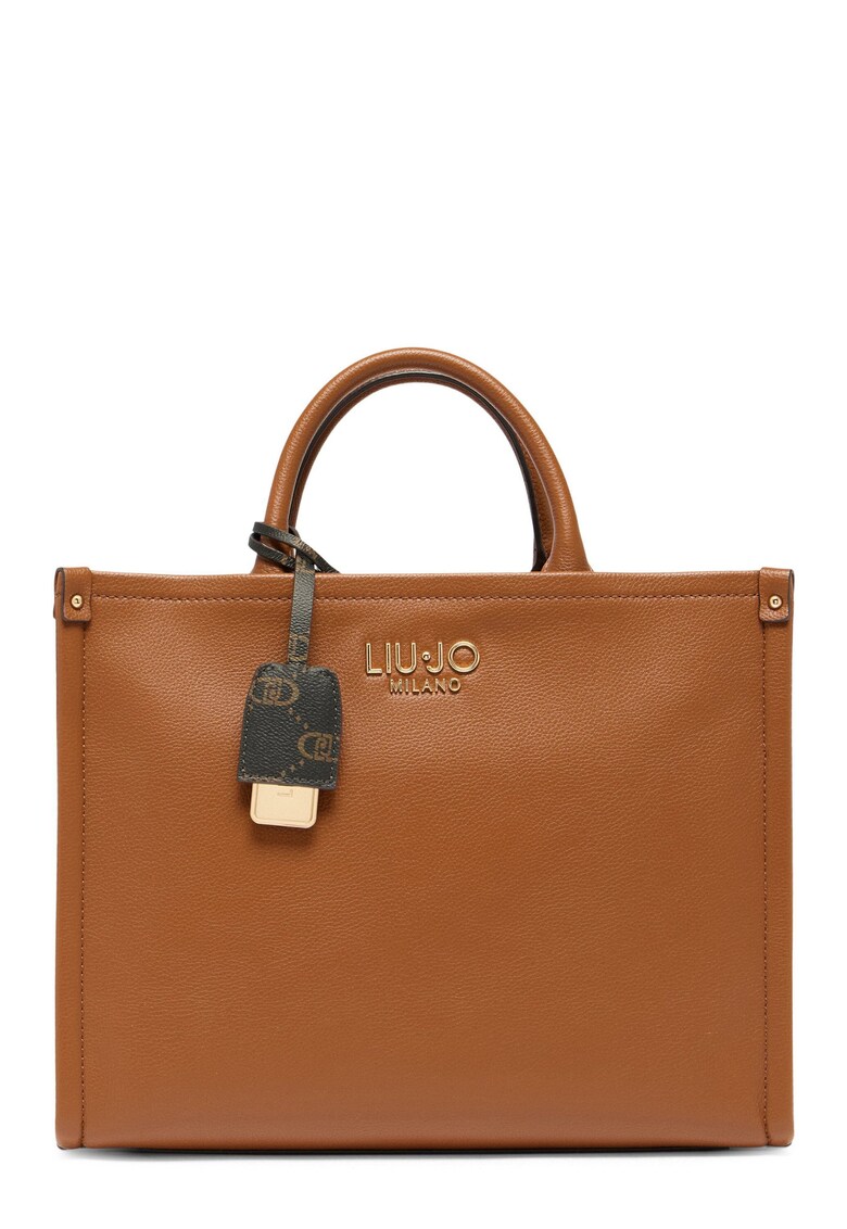 Geanta tote de piele ecologica cu bareta detasabila - Maro cognac