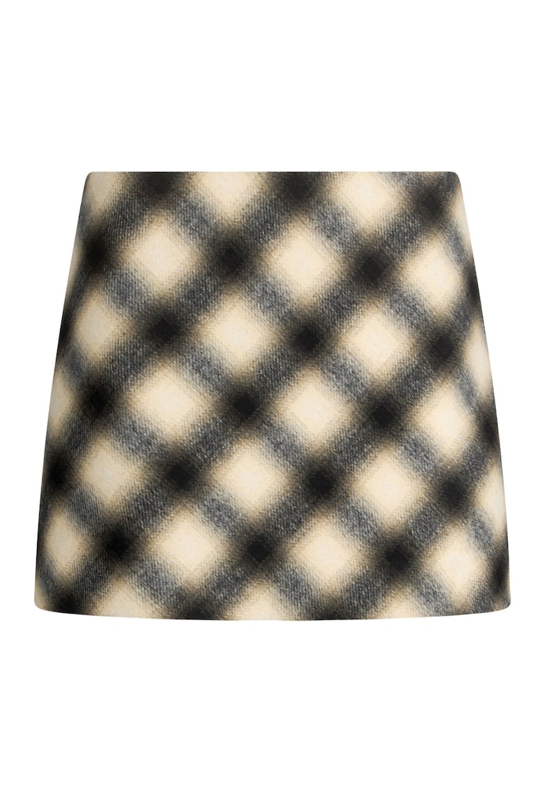 Fusta mini cu model in carouri - Maro inchis/Bej