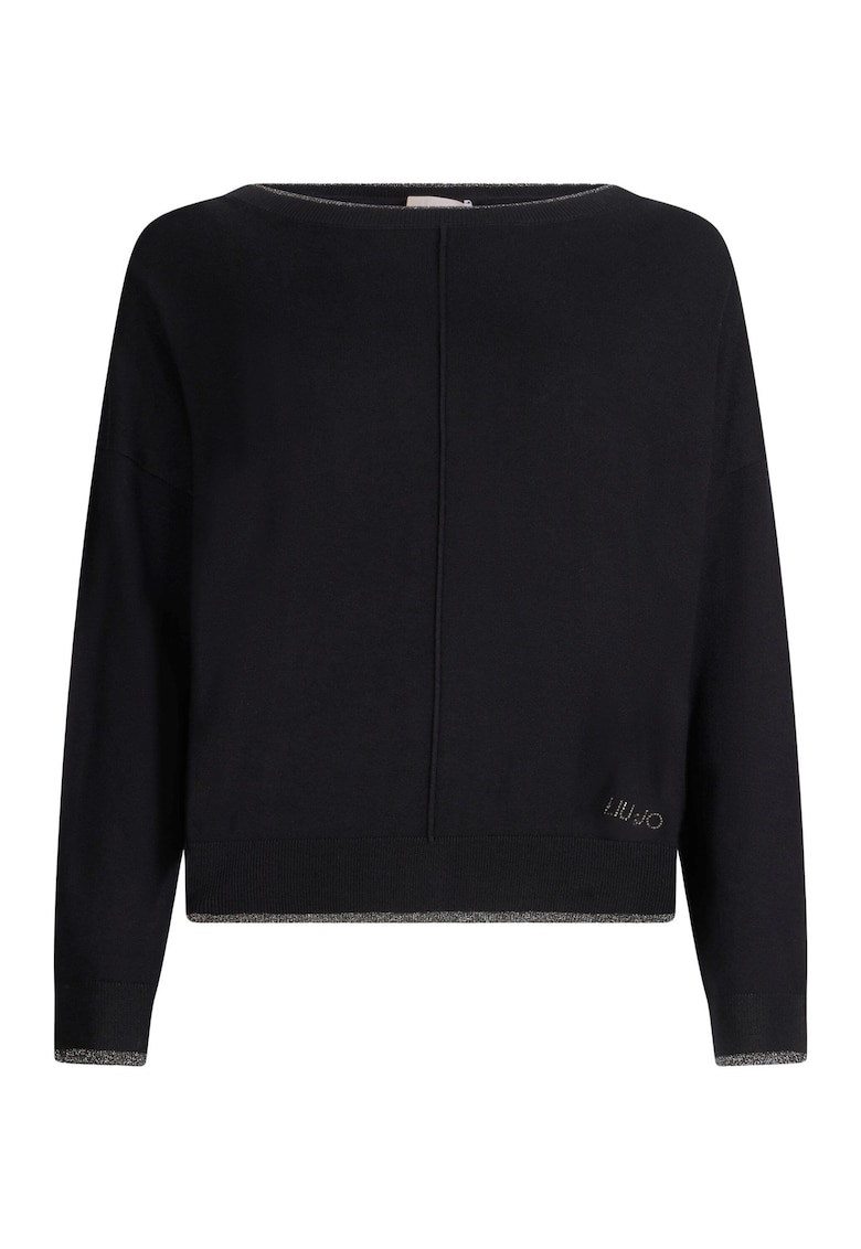 Pulover lejer tricotat fin - Negru