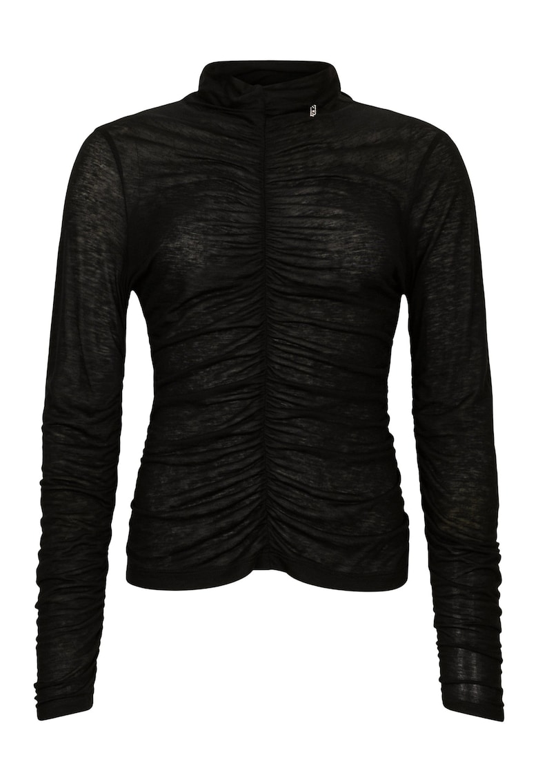 Bluza cu volane si guler scurt