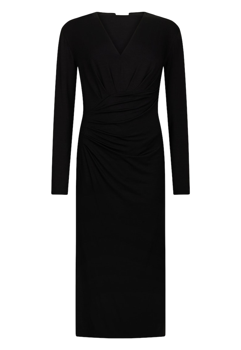 Rochie midi cu decolteu in V - Negru