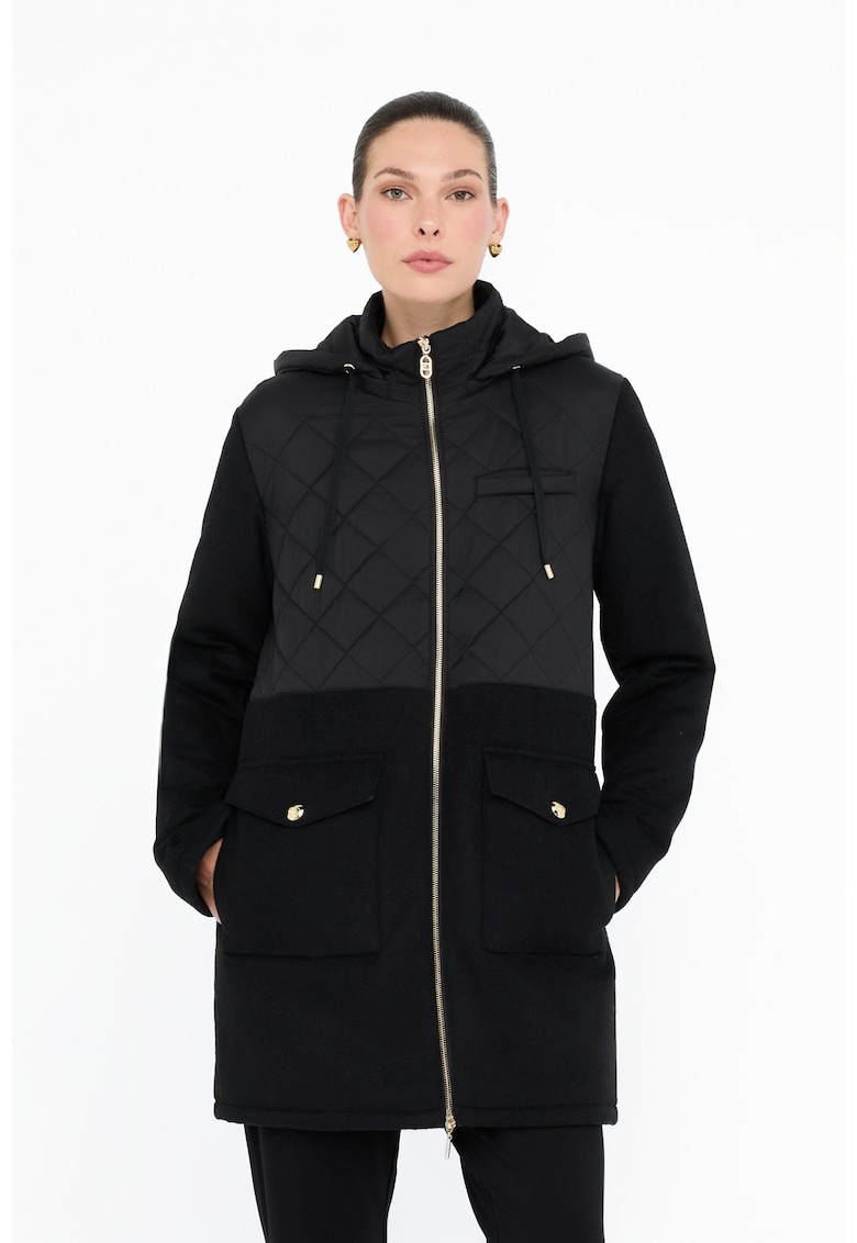 Geaca parka din amestec de lana - Negru