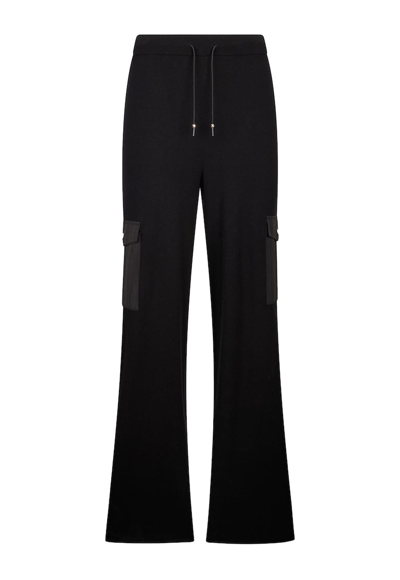 Pantaloni cargo de trening cu aspect evazat - Negru