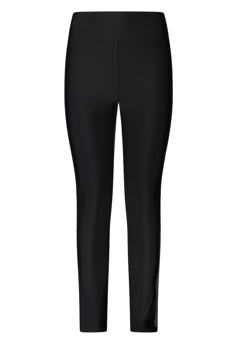 Colanti crop cu talie medie si benzi laterale cu logo