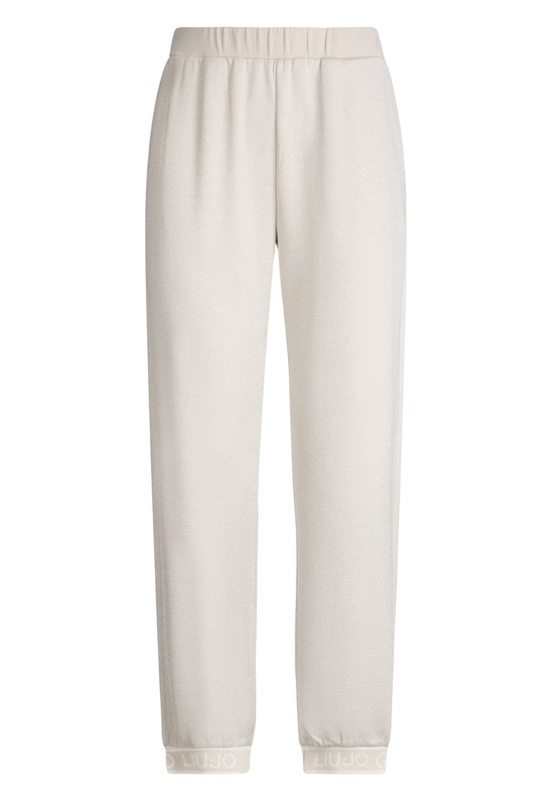 Pantaloni relaxed-fit cu terminatii elastice cu logo - Alb fildes