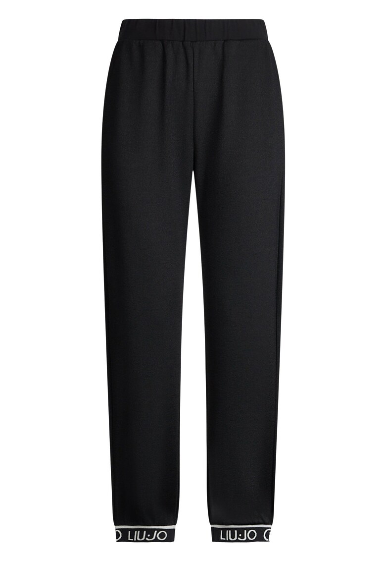 Pantaloni relaxed-fit cu terminatii elastice cu logo - Negru