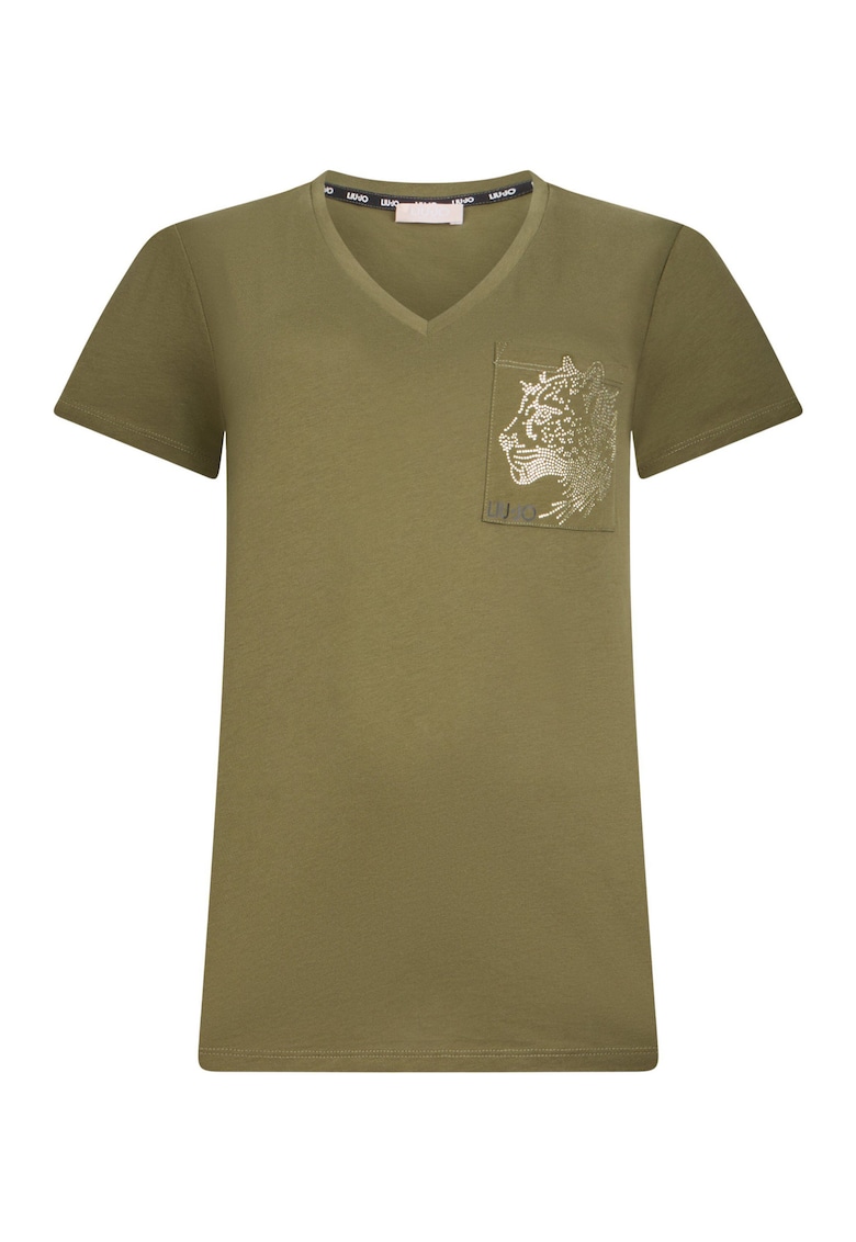 Tricou cu decolteu in V si strasuri