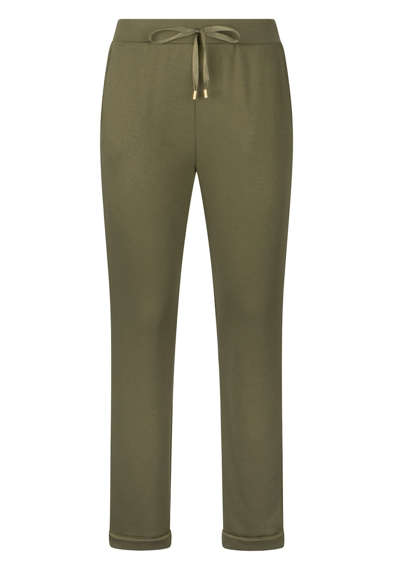 Pantaloni crop cu talie ajustabila - Verde masliniu