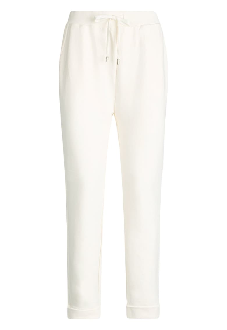Pantaloni drepti din fleece cu talie ajustabila - Alb fildes