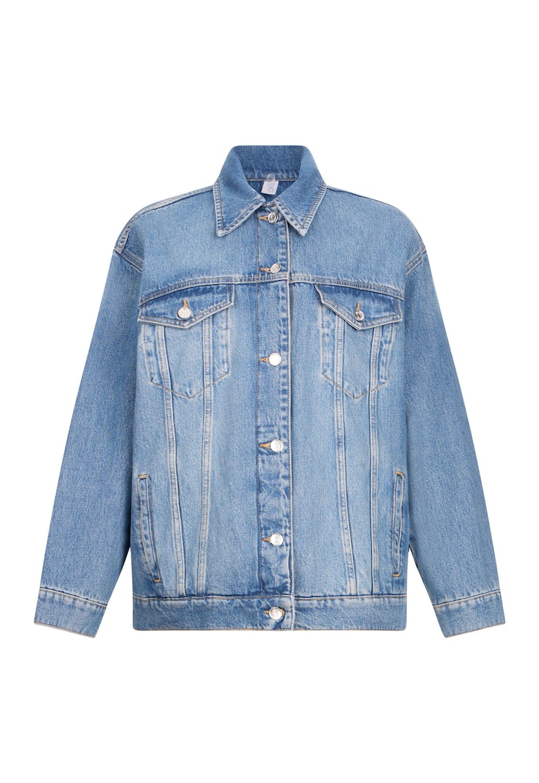 Jacheta lejera din denim cu guler ascutit
