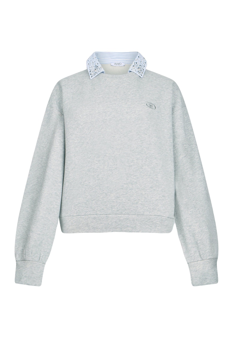 Bluza de trening decorata cu strasuri si model 2-in-1 - Gri