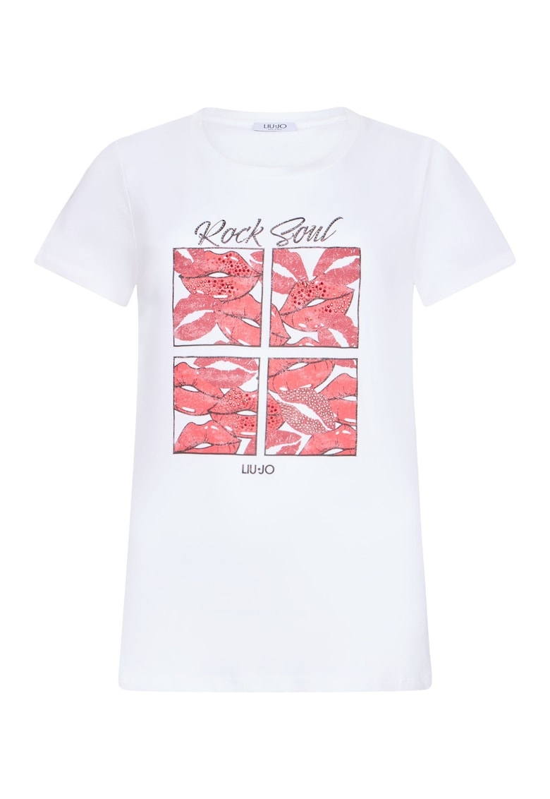 Tricou cu imprimeu grafic si decolteu rotund