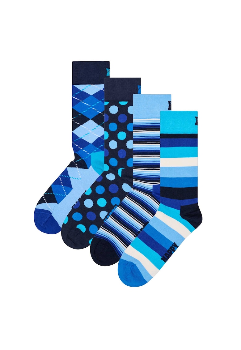 Set de sosete lungi unisex - 4 perechi - Albastru pastel/Albastru glaciar
