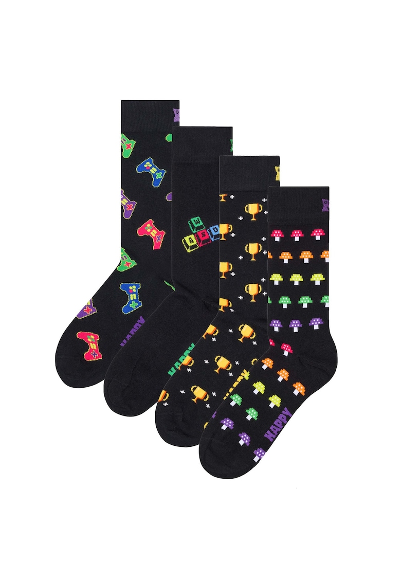 Set de sosete lungi unisex cu imprimeu - 4 perechi