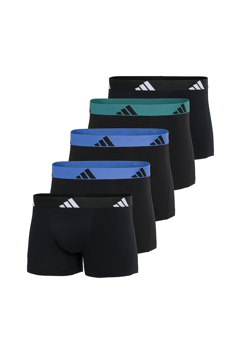 Set de boxeri cu banda logo in talie Active Flex - 5 perechi - Verde/Negru/Albastru