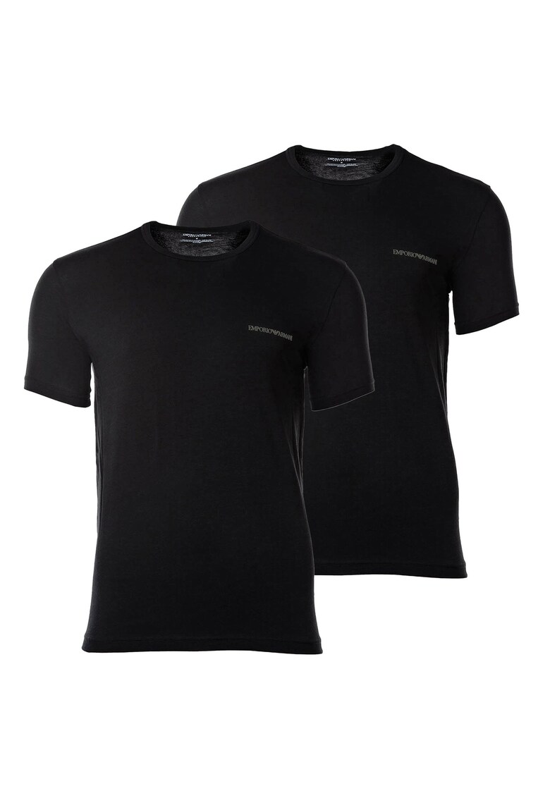 Set de tricouri cu decolteu la baza gatului - 2 piese - Negru stins