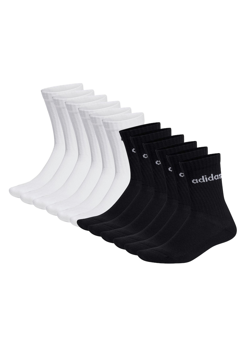 Set de sosete unisex cu amortizare Linear- 12 perechi - Alb/Negru