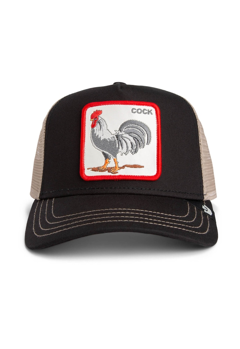 Goorin Bros Sapca trucker unisex cu aplicatie frontala - Negru/Maro nisip/Rosu vermillion