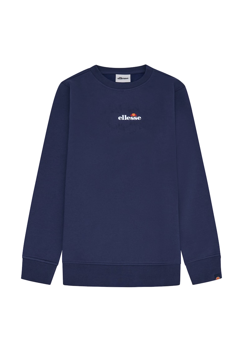 Ellesse Bluza de trening cu decolteu rotund si imprimeu text - Albastru inchis