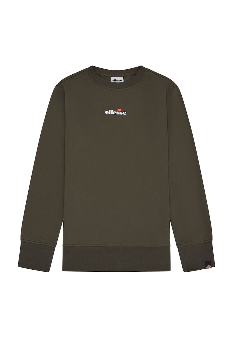 Ellesse Bluza de trening cu decolteu rotund si imprimeu text - Verde inchis