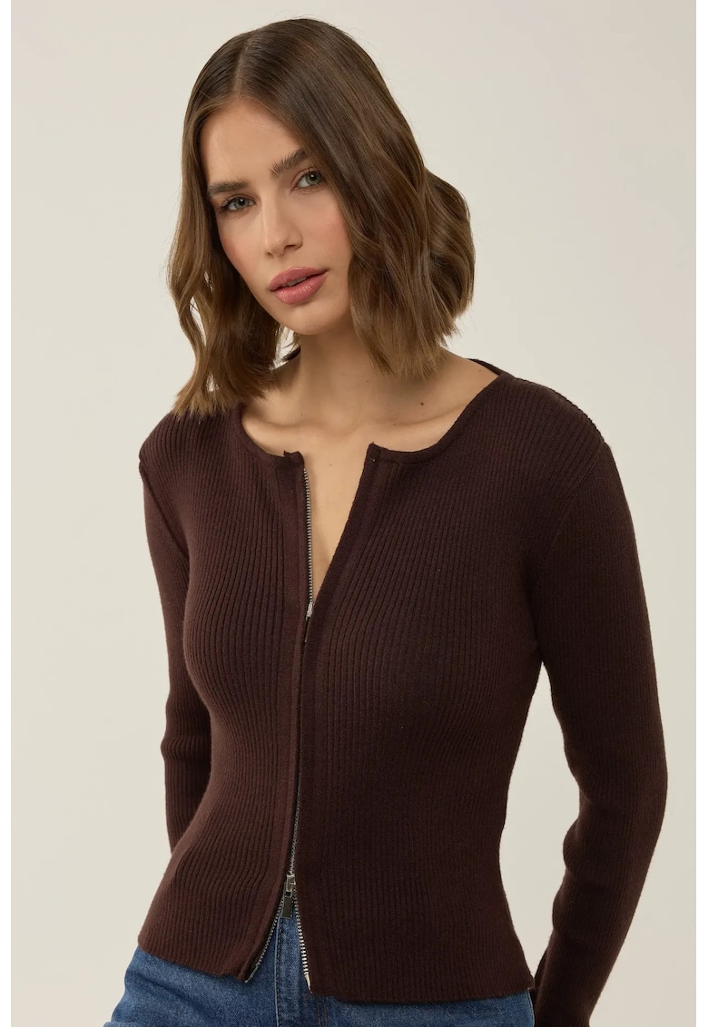 Cardigan dama - Sabrina - maro - tricot
