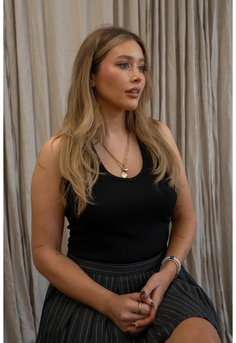 Maiou dama - vesta Erin - decolteu in V - negru - jerseu