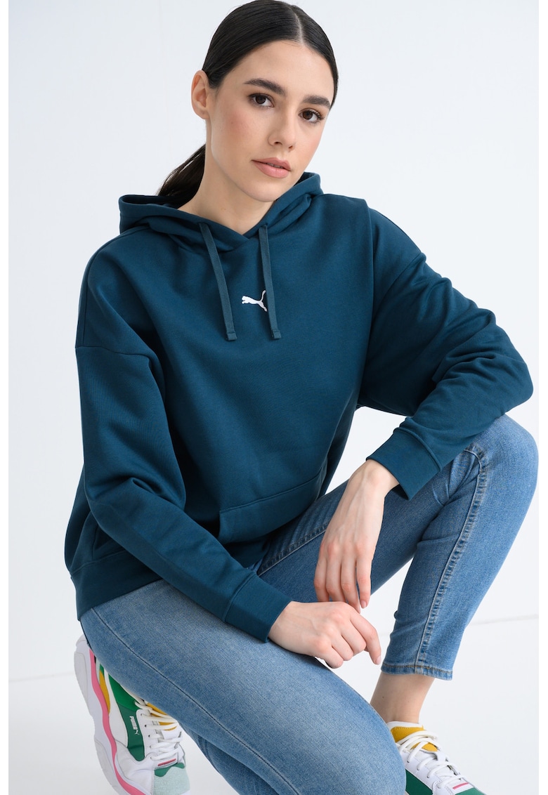 Hanorac supradimensionat cu buzunar kangaroo si snur