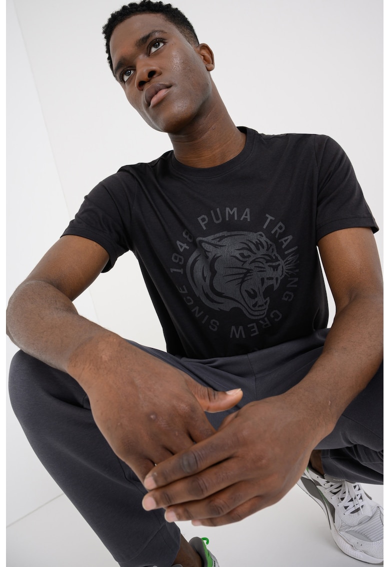 Tricou slim fit cu imprimeu grafic si logo pentru fitness