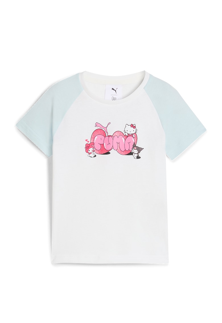 Tricou cu imprimeu Hello Kitty - Roz pastel/Alb murdar