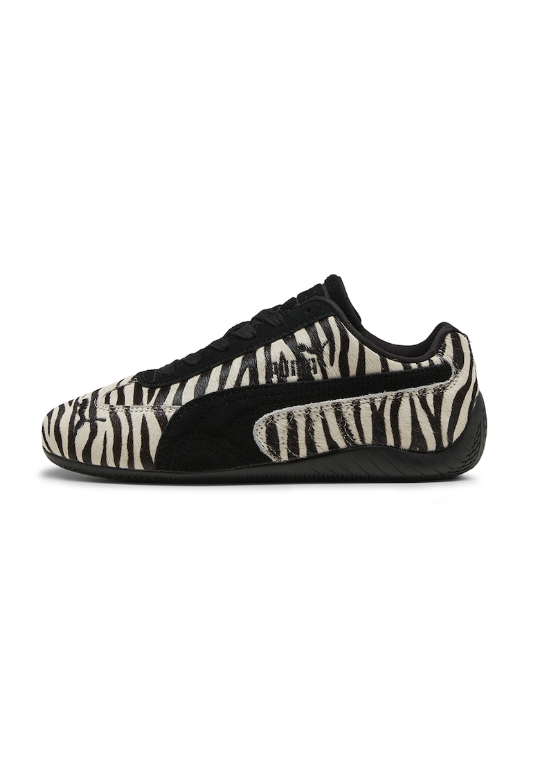 Pantofi sport de piele cu talpa plata si animal print Pantofi sport de piele cu talpa plata si animal print