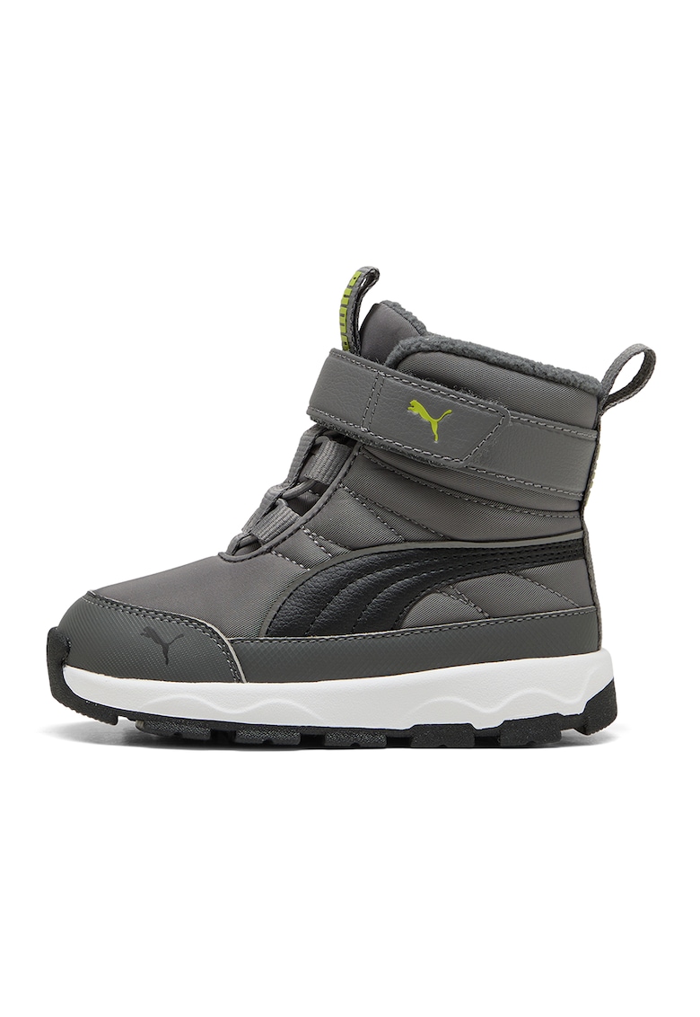 Ghete de piele ecologica si material textil Evolve AC+ - Negru stins/Gri inchis