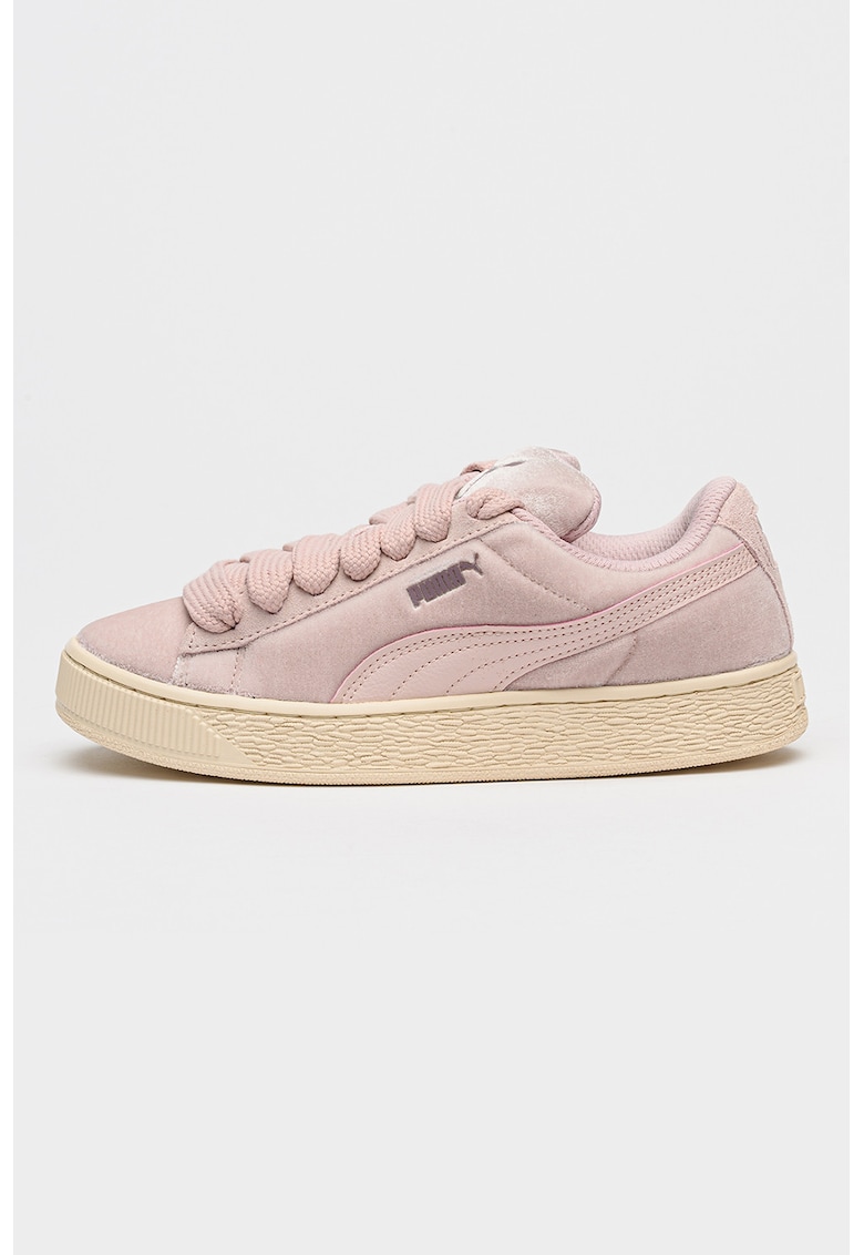 Pantofi sport Velvet Dream din piele intoarsa cu garnituri din piele - Roz deschis