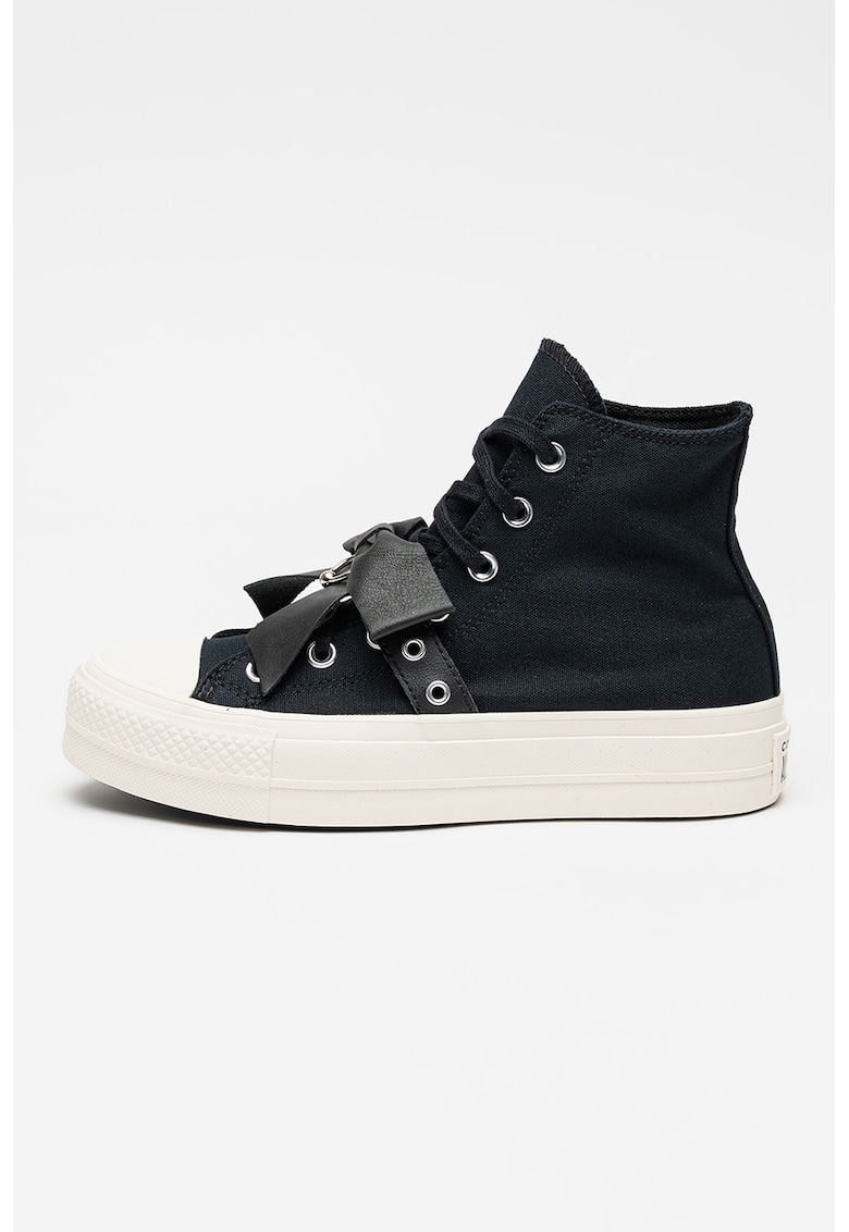 Tenisi mid-cut din material textil cu aplicatie cu funda Lift Hi