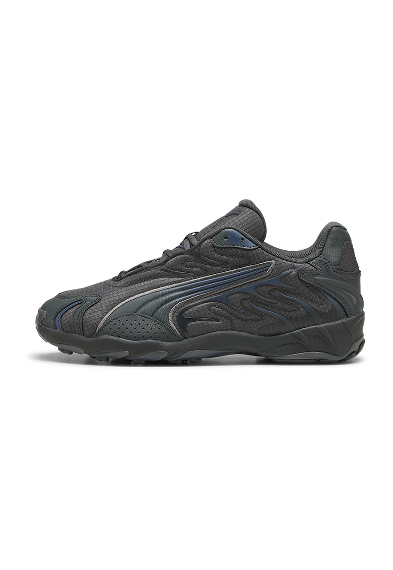 Pantofi sport din material textil cu insertii de piele ecologica - Negru/Albastru petrol