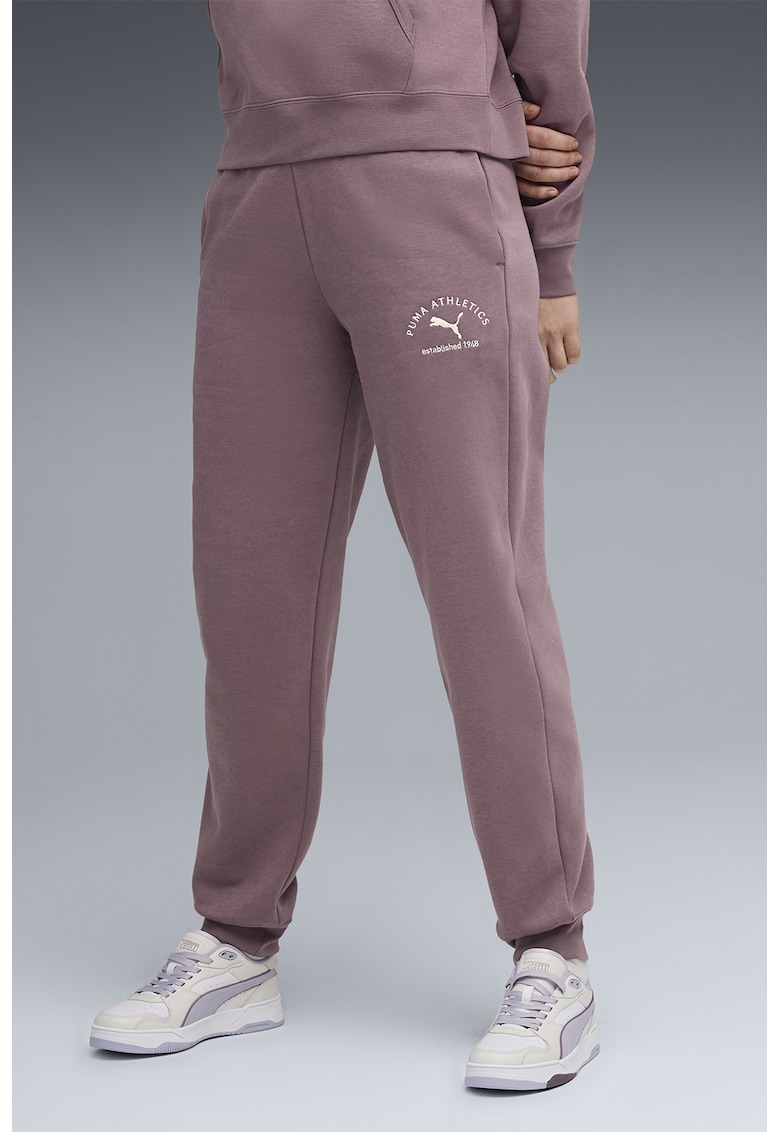 Pantaloni de trening din amestec de bumbac cu logo