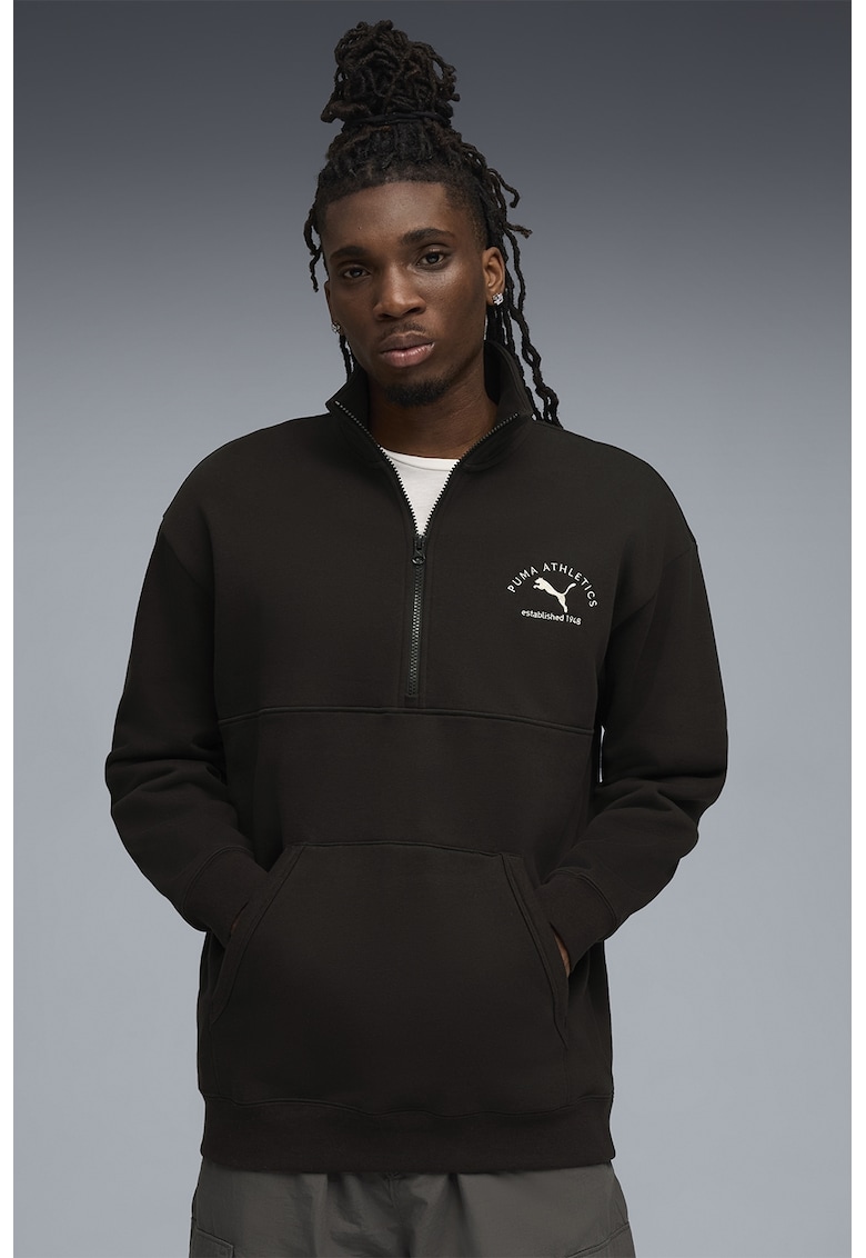 Bluza din amestec de bumbac cu logo - Negru