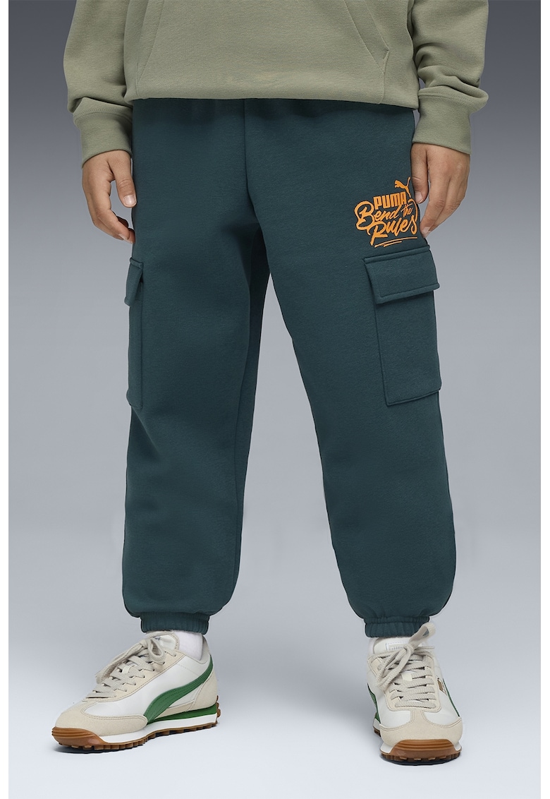 Pantaloni cargo de trening cu imprimeu logo
